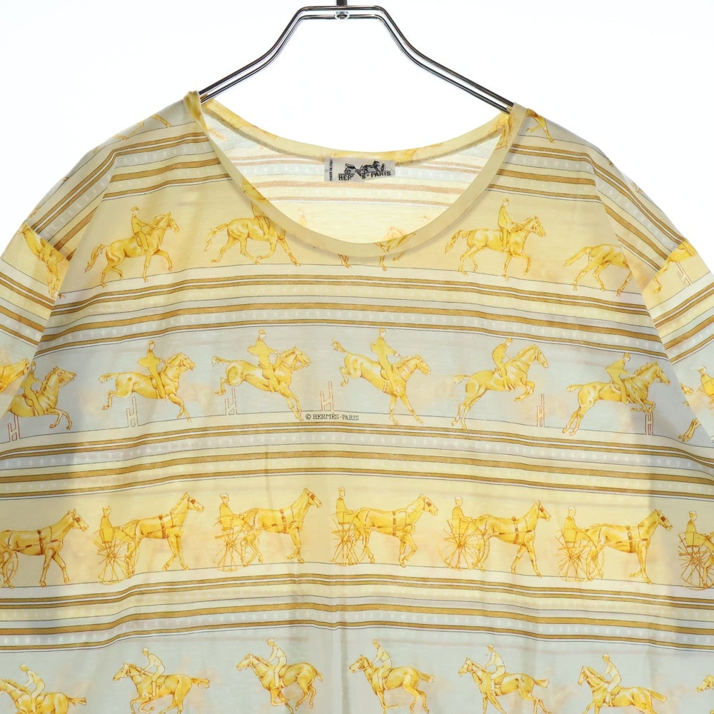 HERMES(エルメス) PFERDEKLEID 馬 総柄 コットン 半袖Tシャツ カットソー ベージュ