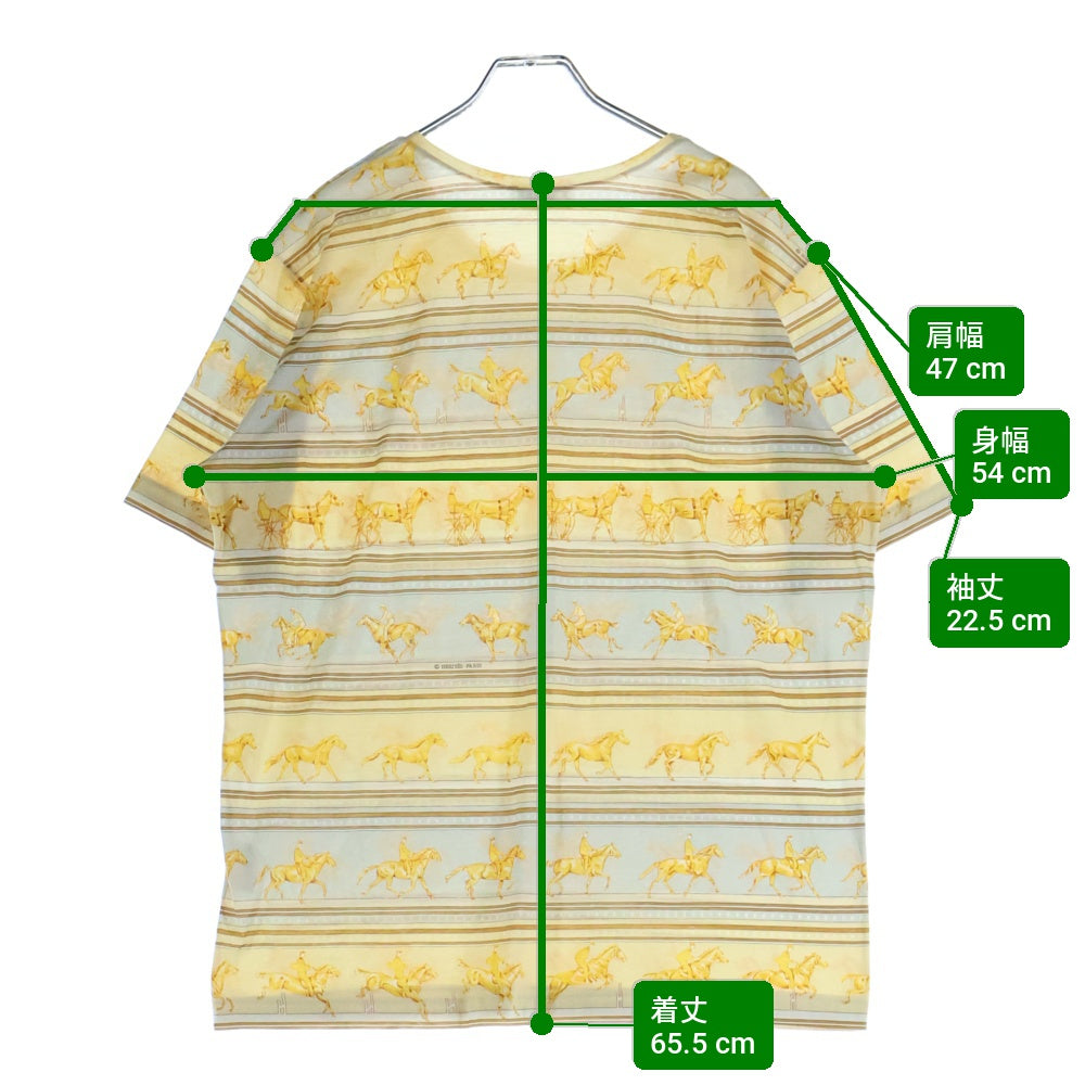 HERMES(エルメス) PFERDEKLEID 馬 総柄 コットン 半袖Tシャツ カットソー ベージュ