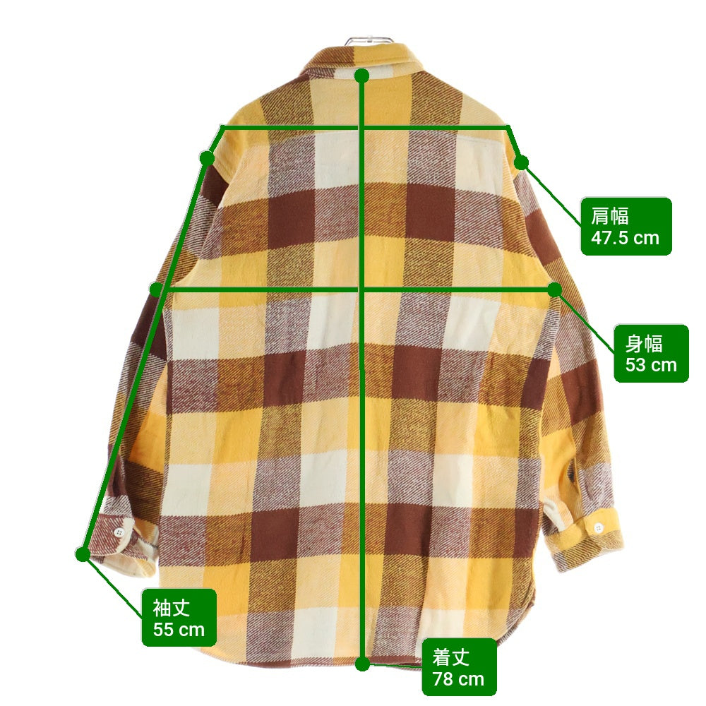 NO BRAND(ノーブランド) 50S VINTAGE PILGRIM ヴィンテージ ピリグリム マチ付き チェック 長袖シャツ ベージュ