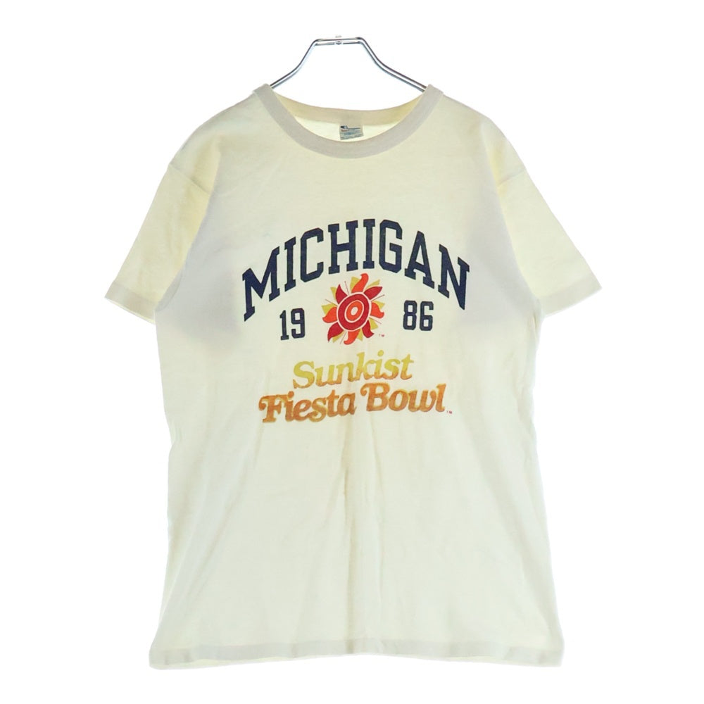 CHAMPION(チャンピオン) 80S VINTAGE ヴィンテージ トリコタグ後期 MICHIGAN 1986 プリント 半袖Tシャツ カットソー ホワイト