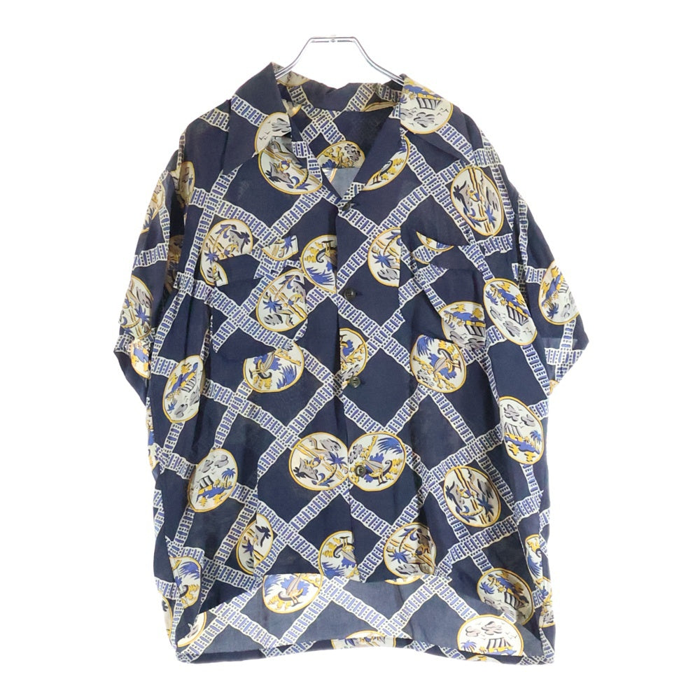 NO BRAND(ノーブランド) 40s-50s VINTAGE レーヨン ハワイアンシャツ アロハ ネイビー