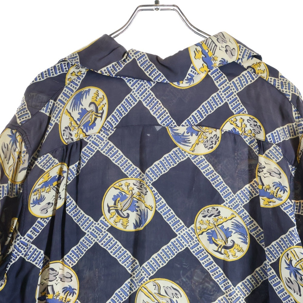 NO BRAND(ノーブランド) 40s-50s VINTAGE レーヨン ハワイアンシャツ アロハ ネイビー