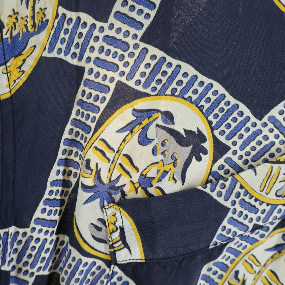 NO BRAND(ノーブランド) 40s-50s VINTAGE レーヨン ハワイアンシャツ アロハ ネイビー