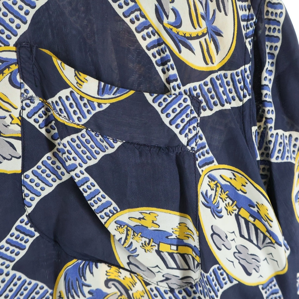 NO BRAND(ノーブランド) 40s-50s VINTAGE レーヨン ハワイアンシャツ アロハ ネイビー