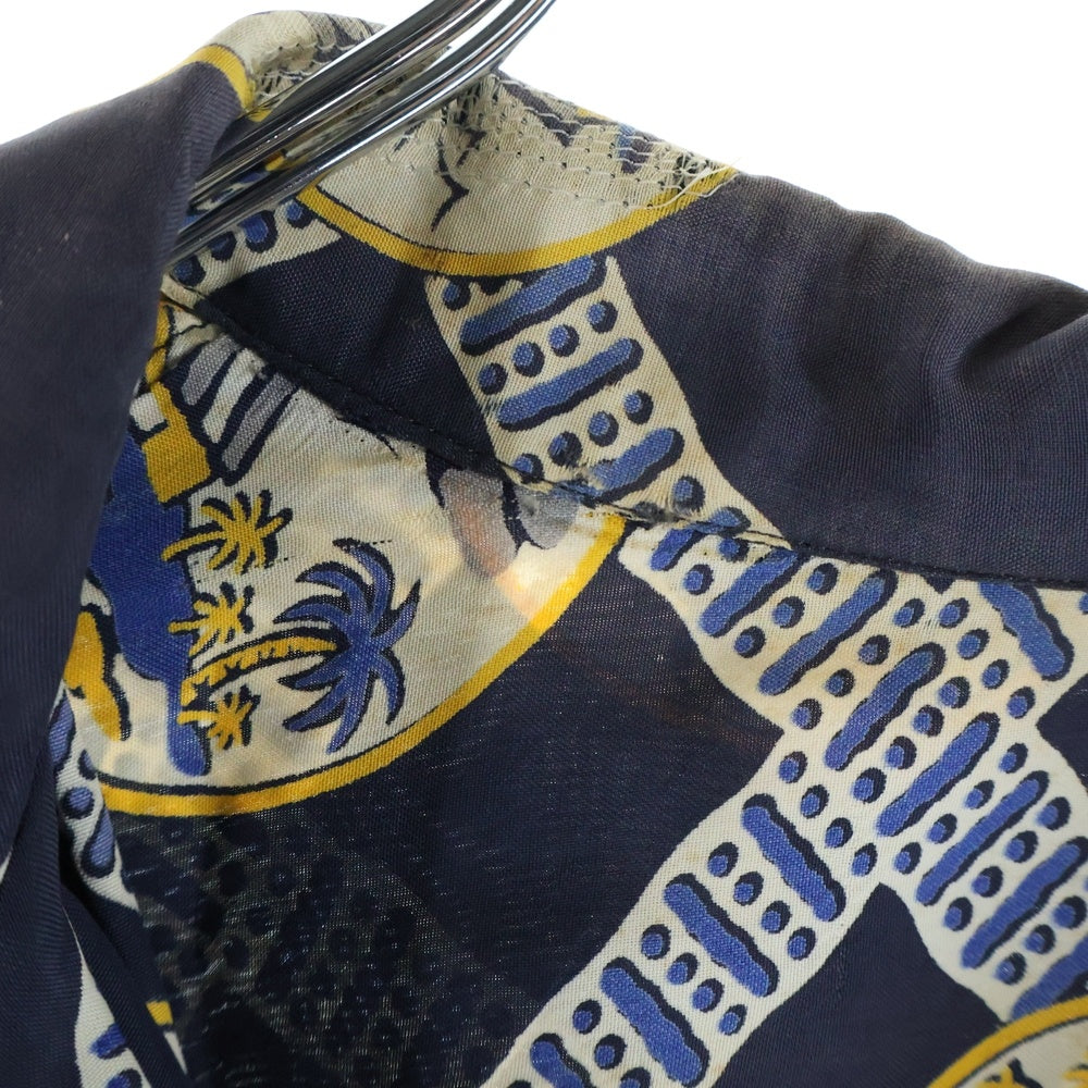 NO BRAND(ノーブランド) 40s-50s VINTAGE レーヨン ハワイアンシャツ アロハ ネイビー