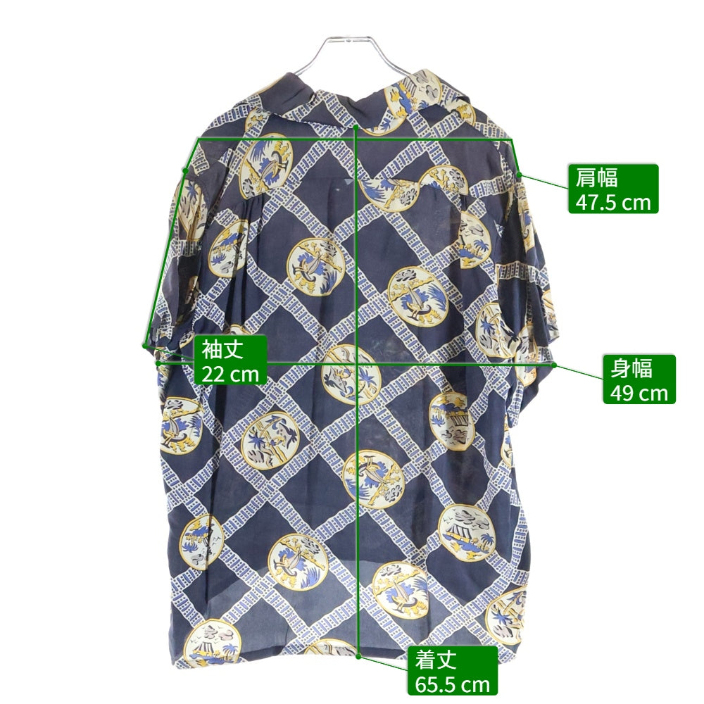 NO BRAND(ノーブランド) 40s-50s VINTAGE レーヨン ハワイアンシャツ アロハ ネイビー
