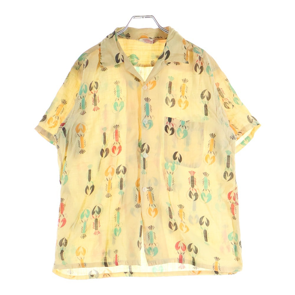 NO BRAND(ノーブランド) 50s VINTAGE コットン ハワイアンシャツ アロハ ザリガニ ベージュ