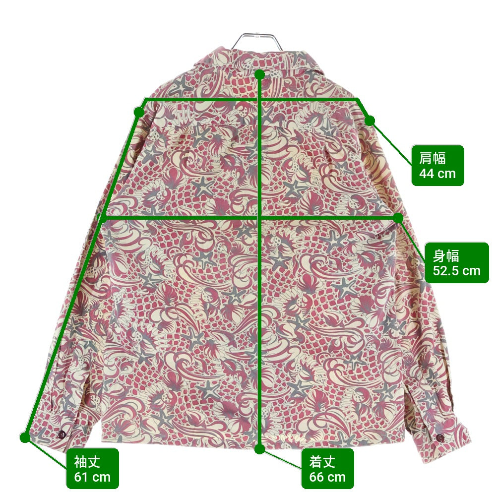 NO BRAND(ノーブランド) 50s VINTAGE コットン 長袖 ハワイアンシャツ アロハ ベージュ