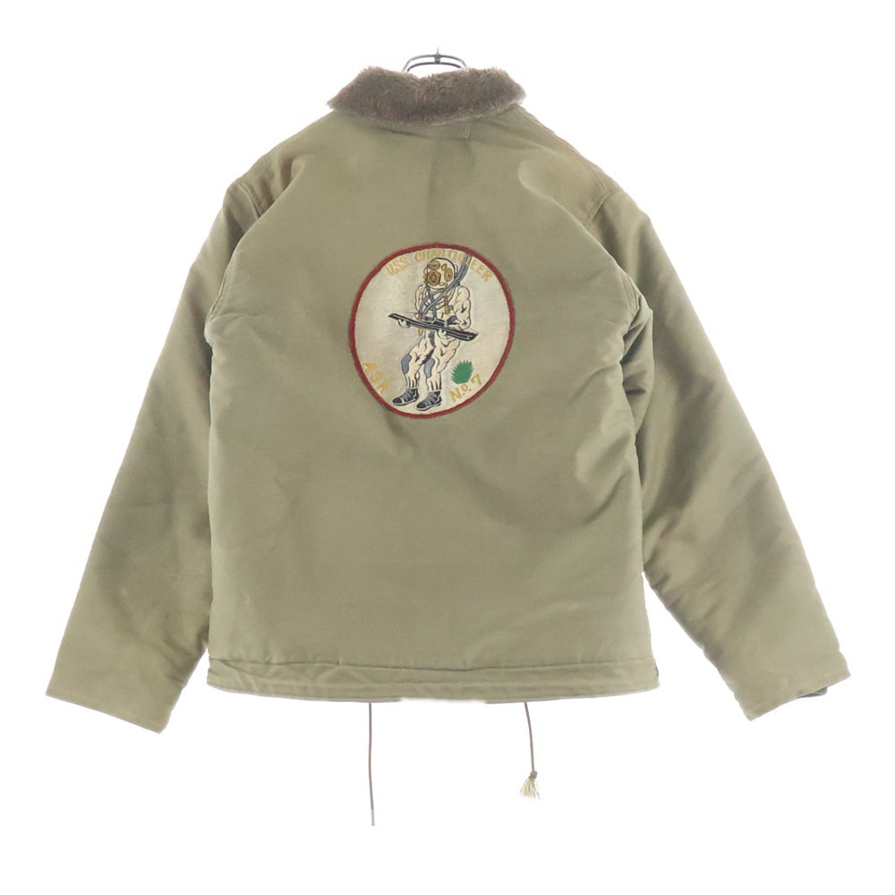 NO BRAND ノーブランド 40s US NAVY N-1 Deck Jacket USS Chanticleer (ASR-7)ワッペン デッキジャケット カーキ NO BRAND(ノーブランド) 40s US NAVY N-1 Deck Jacket USS Chanticleer