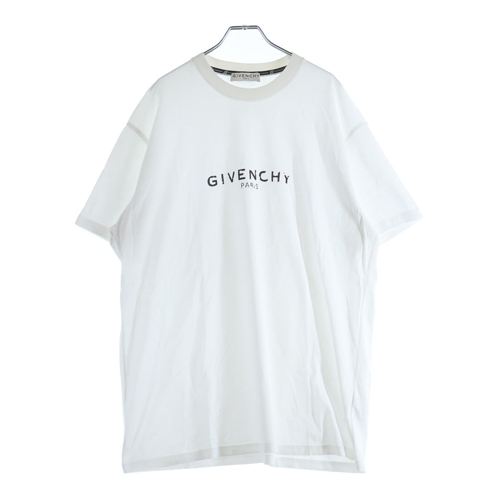 GIVENCHY(ジバンシィ) ヴィンテージエフェクトロゴ クルーネック 半袖Tシャツカットソー ホワイト BM70KC3002