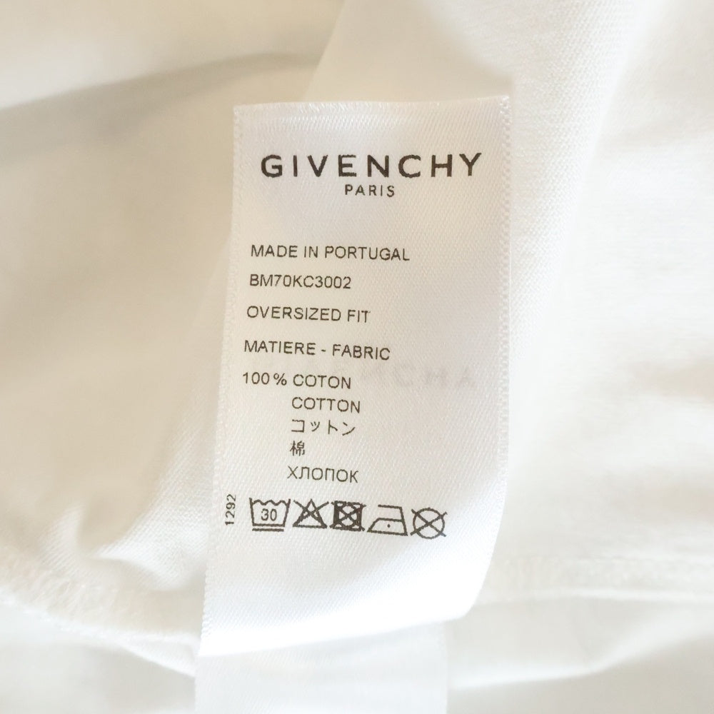 GIVENCHY(ジバンシィ) ヴィンテージエフェクトロゴ クルーネック 半袖Tシャツカットソー ホワイト BM70KC3002