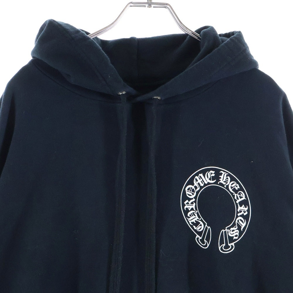 CHROME HEARTS(クロムハーツ) SWTSHRT PLVR 袖フローラルバックホースシュープリント スウェットプルオーバーパーカー ブラック