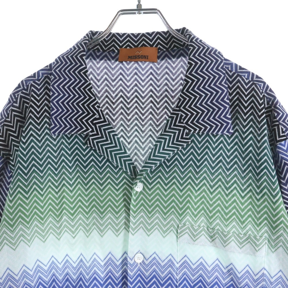 MISSONI(ミッソーニ) オープンカラー コットン ジグザク 半袖シャツ マルチ US25SJOJ