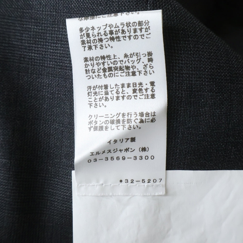 HERMES(エルメス) カシミヤ混 ウール 2B テーラードジャケット/スラックスロングパンツ セットアップスーツ グレー