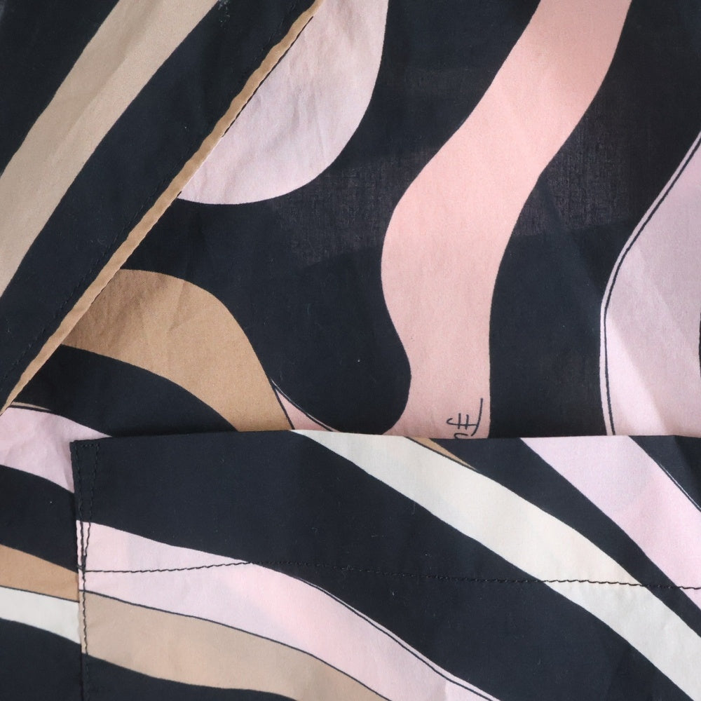 EMILIO PUCCI(エミリオプッチ) Marmo Print Bowling Shirt プリント総柄 オープンカラー 半袖シャツ ピンク/ブラック 5HRJ91 5H760 レディース