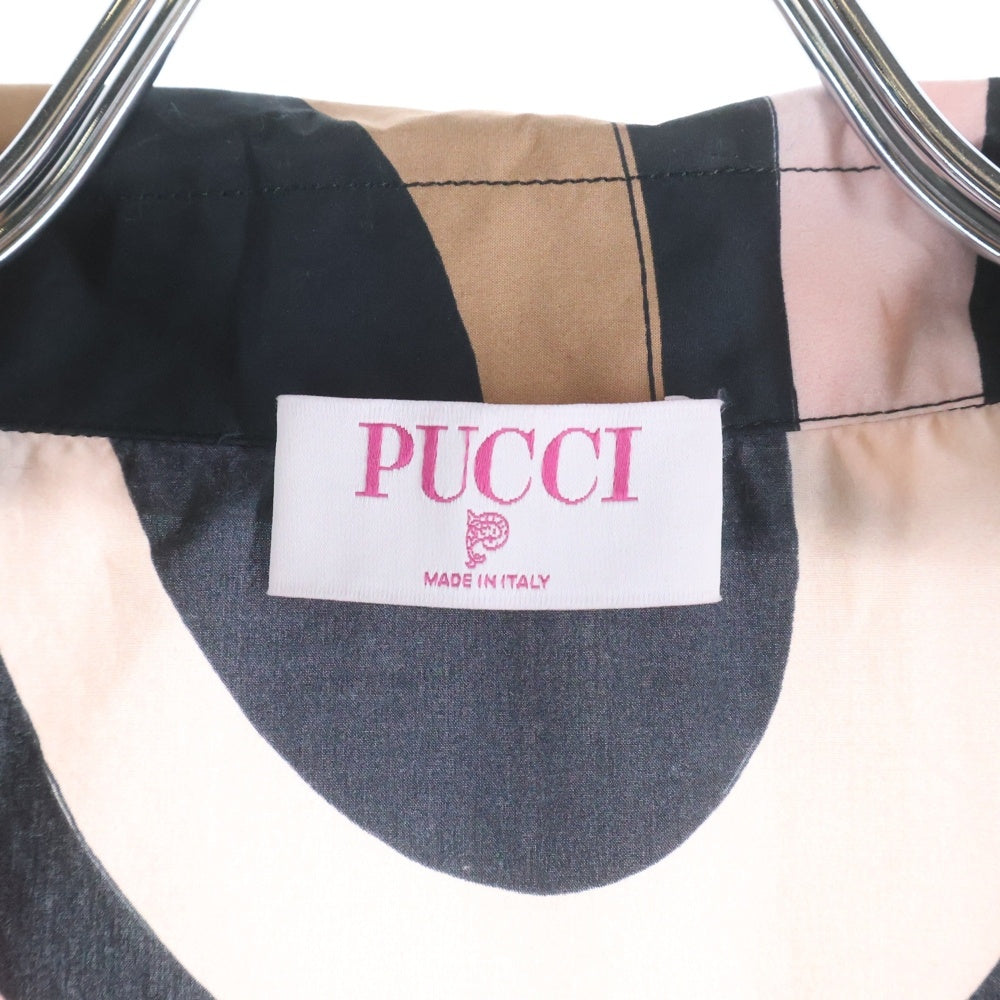 EMILIO PUCCI(エミリオプッチ) Marmo Print Bowling Shirt プリント総柄 オープンカラー 半袖シャツ ピンク/ブラック 5HRJ91 5H760 レディース