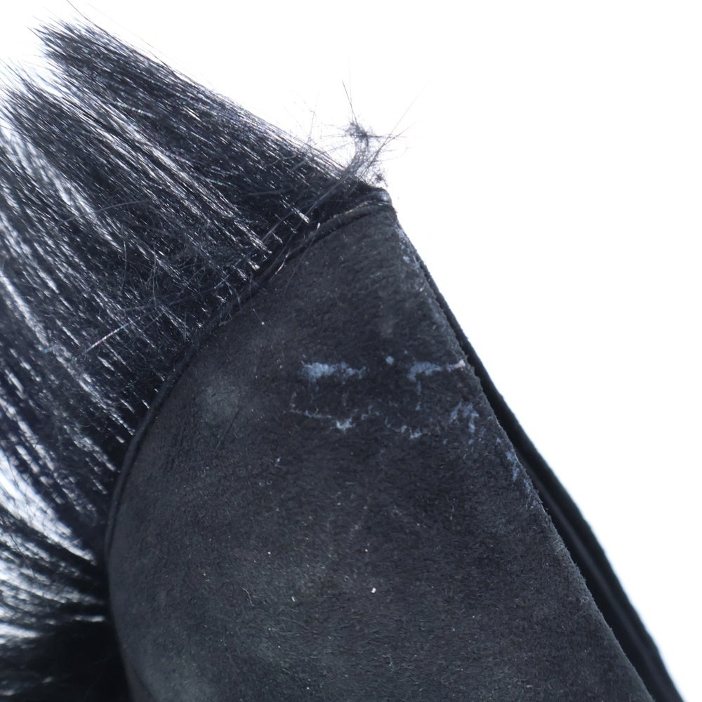 YVES SAINT LAURENT(イヴサンローラン) 10AW MOHAWK PALAIS FUR BACK SUEDE PLATFORM PUMPS モホーク バックファー スエード プラットフォームパンプス ハイヒール ブラック レディース