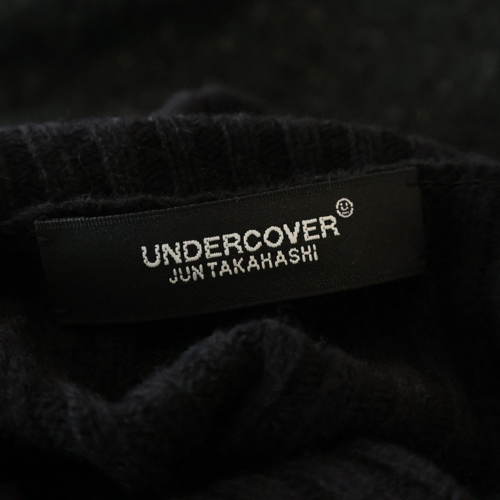 UNDERCOVER(アンダーカバー) ツイードニット切替 フレアスリーブ タートルネック ニットセーター ブラック UC2C1908-2