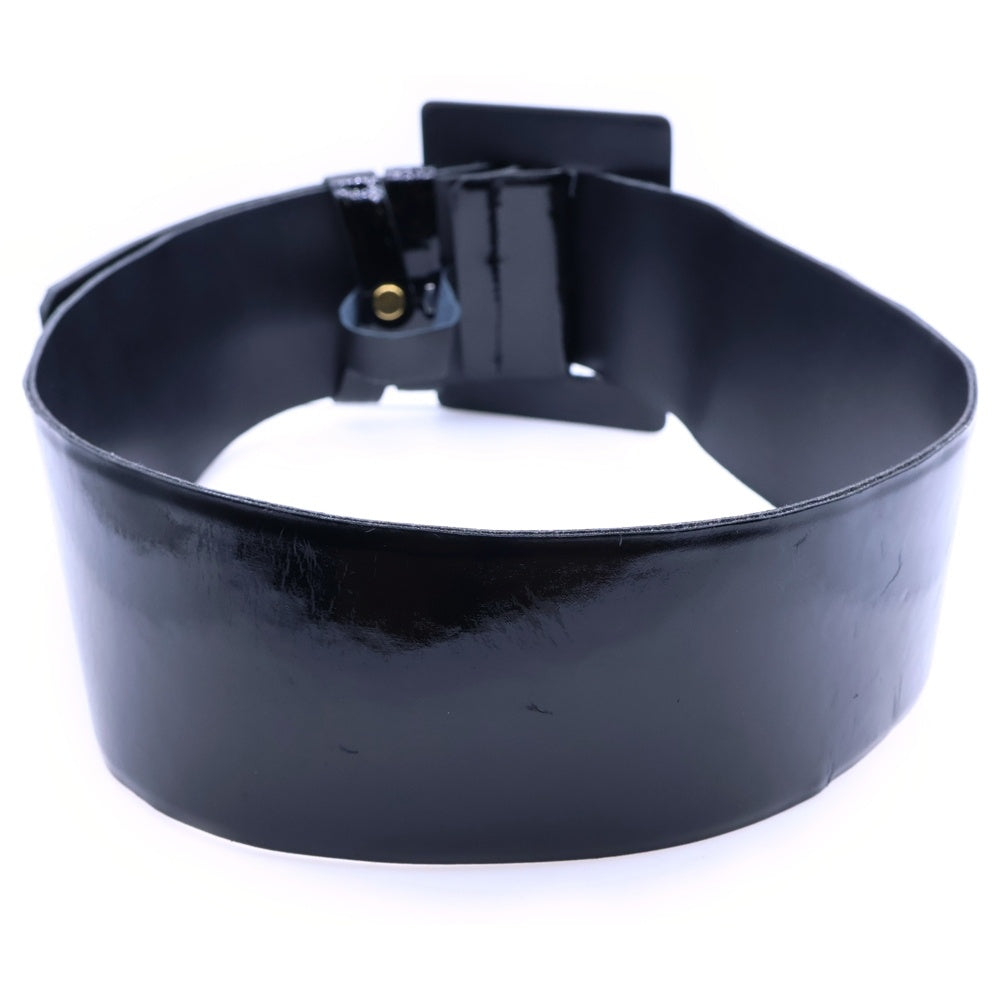 TOGA ARCHIVES(トーガアーカイブス) スクエアバックル エナメル ワイドレンジ ベルト ブラック レディース