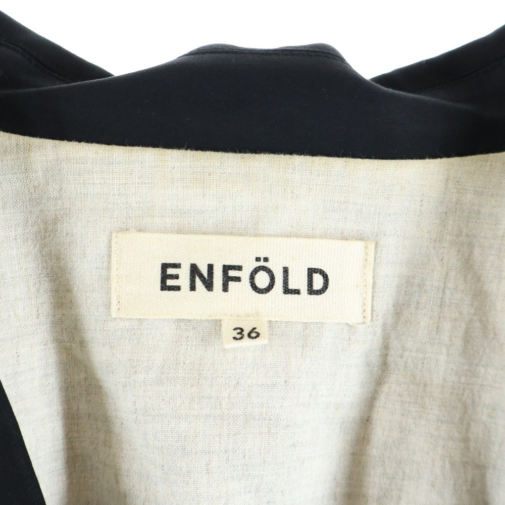 ENFOLD(エンフォルド) オーバーサイズ 七分丈 ボタンレスジャケット ブラック レディース 3008A230-0560