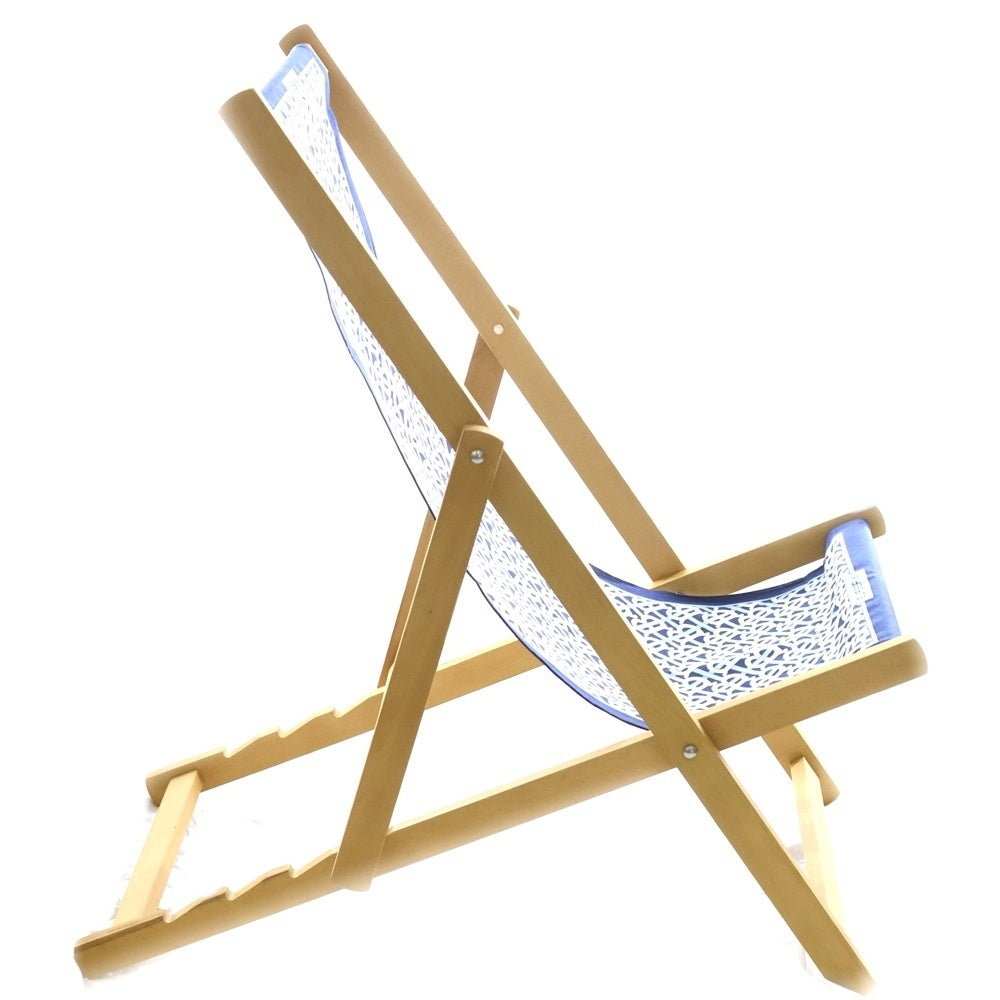 BURBERRY(バーバリー) TBモノグラム 折りたたみ ビーチ ウッド デッキチェア 椅子 ブルー