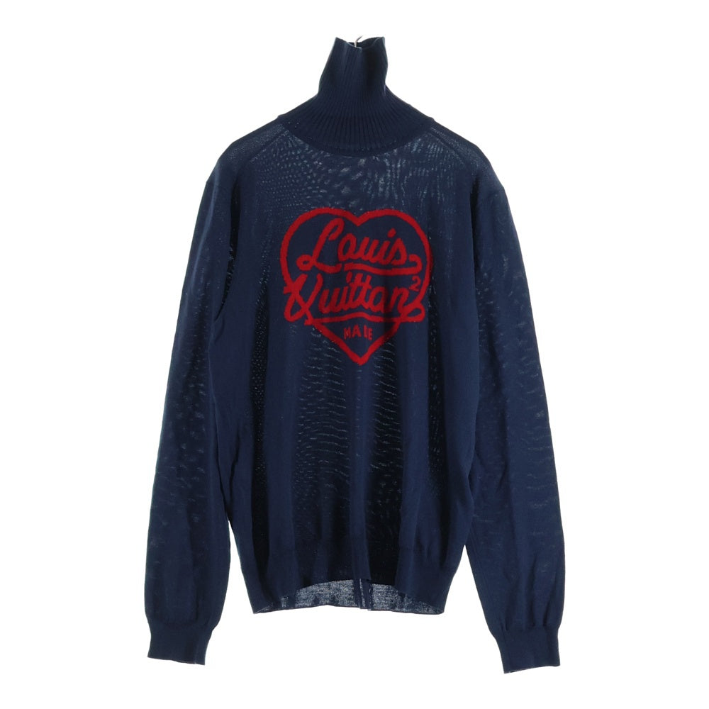 LOUIS VUITTON(ルイヴィトン) 22SS ×NIGO インタルシアハート ロゴ ウール ハイネック ニット セーター ネイビー RM221M ZLL HMN05W