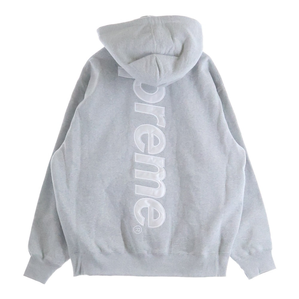 SUPREME(シュプリーム) 24AW Satin Applique Hooded Sweatshirt サテン アップリケ ロゴ スウェット プルオーバーパーカー フーディ グレー