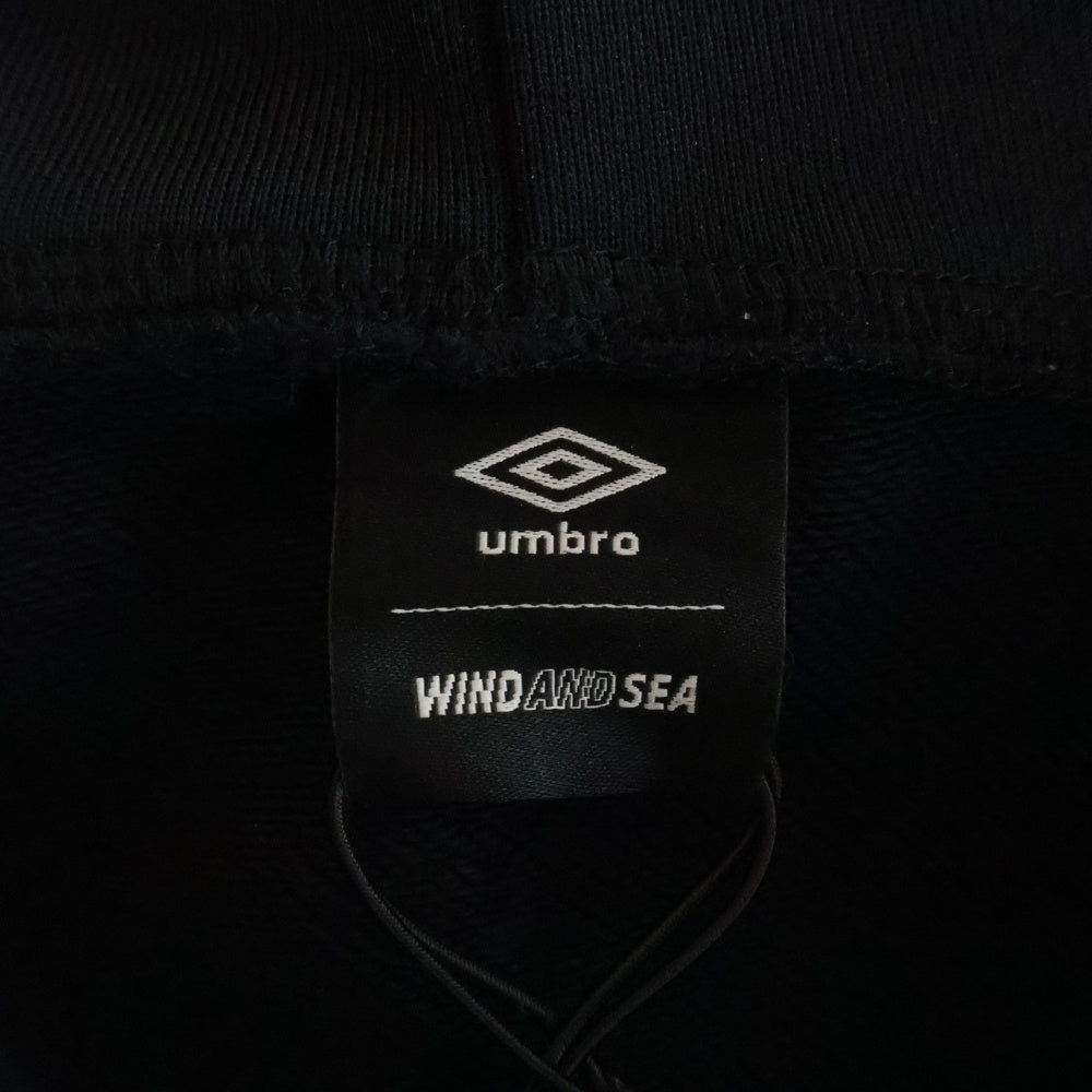 WIND AND SEA(ウィンダンシー) 23SS ×UMBRO LOGO EMBROIDERY HOODIE アンブロ ロゴ刺繍 スウェット プルオーバーパーカー フーディ ブラック WDS-UMB-03