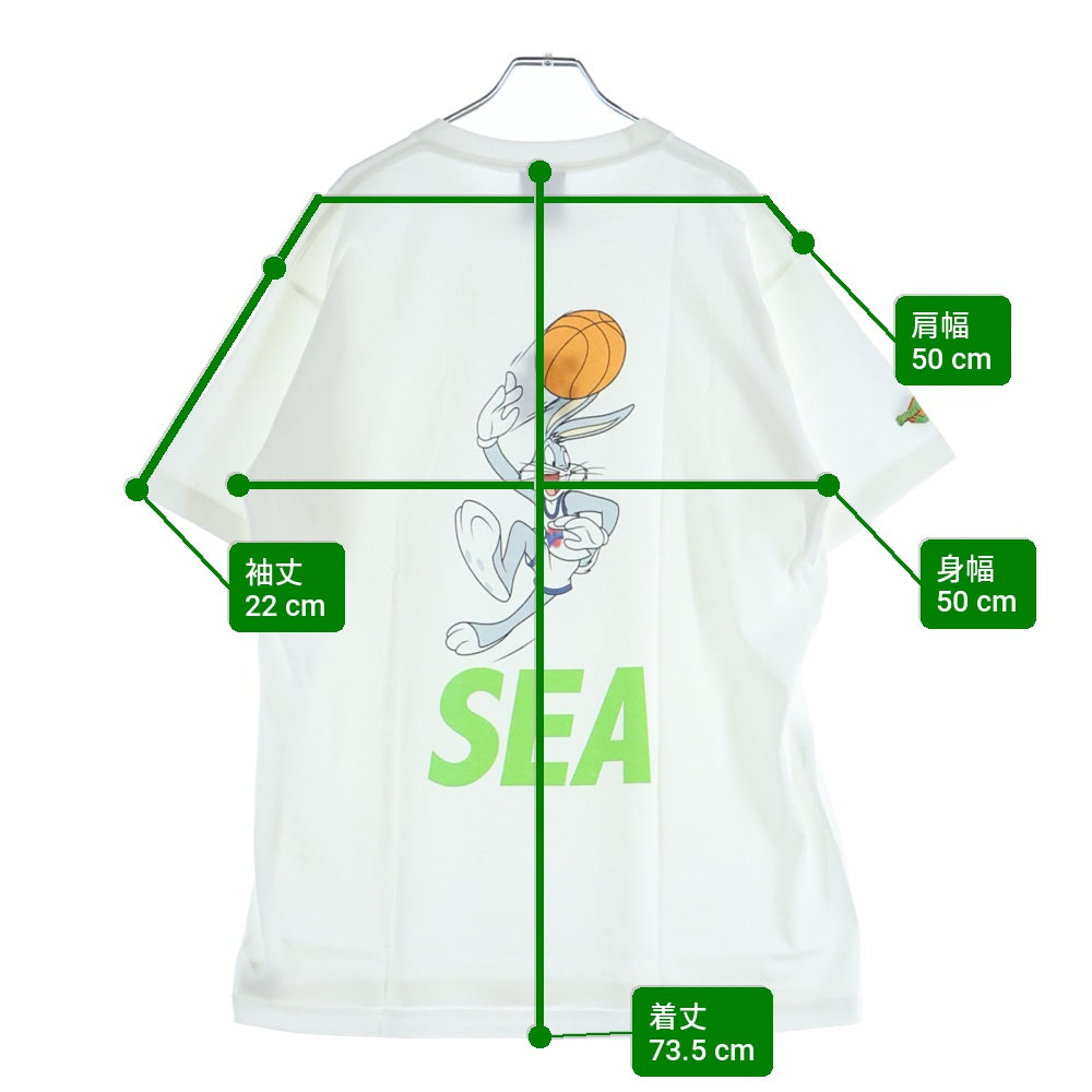 WIND AND SEA(ウィンダンシー) ×SPACE JAM 25TH ANNIVERSARY BUGS BUNNY S/S TEE スペースジャム 25周年記念 刺繍 クルーネック 半袖Tシャツ カットソー ホワイト WDS-SPJ-04