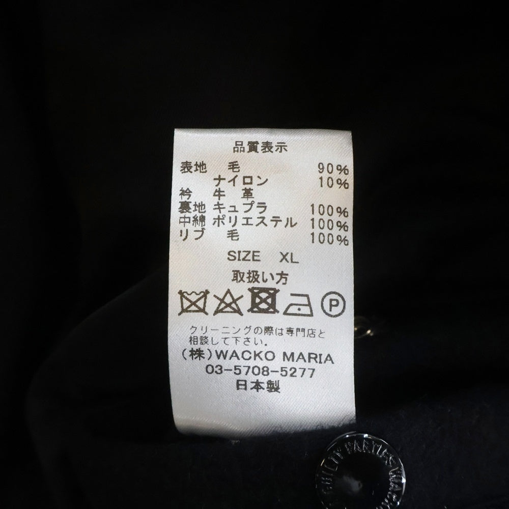 WACKO MARIA(ワコマリア) 24SS LEATHER VARSITY JACKET 袖レザー切替 ウール バーシティジャケット スタジャン ブルゾン ブラック/ホワイト 24SSE-WMO-BL03