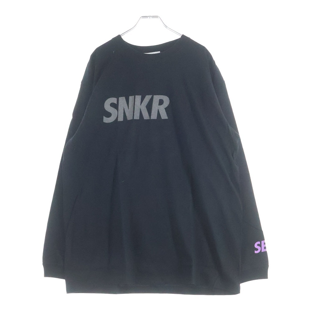 WIND AND SEA(ウィンダンシー) ×SNKR DUNK L/S TEE スニーカーダンク ロゴプリント クルーネック 長袖Tシャツ カットソー ブラック WDS-SNKR-2-06