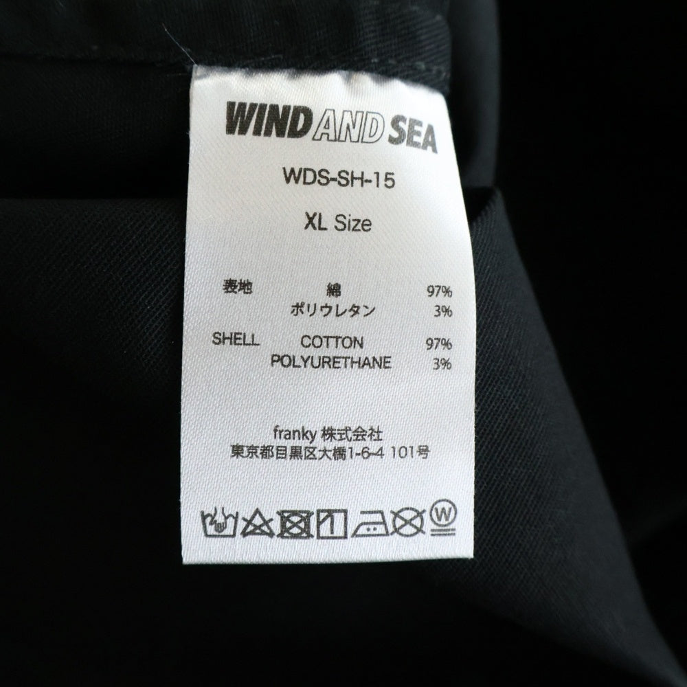 WIND AND SEA(ウィンダンシー) REGULAR COLLAR SHIRT 刺繍 レギュラーカラー コットン 長袖シャツ ブラック WDS-SH-15