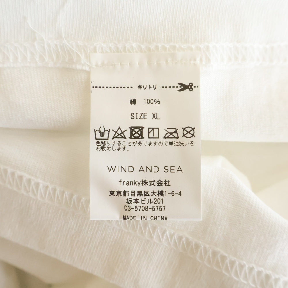 WIND AND SEA(ウィンダンシー) ×PUBLIC ENEMY パブリックエネミー ロゴ刺繍 クルーネック 半袖Tシャツ カットソー ホワイト WDS-PEFTP-10