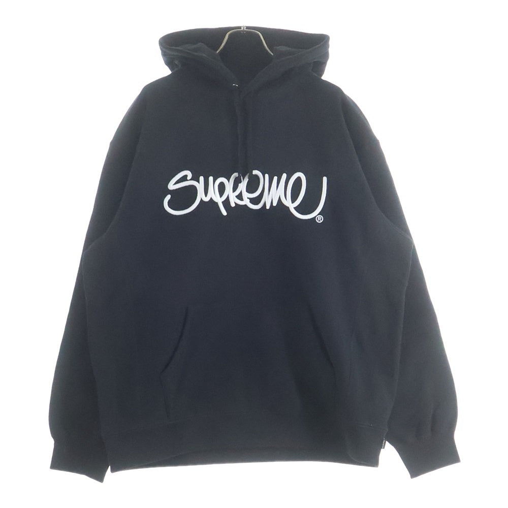 SUPREME(シュプリーム) 22SS Raised Handstyle Hooded Sweatshirt レイズドハンドスタイルロゴ 刺繍 スウェット プルオーバーパーカー フーディ ブラック