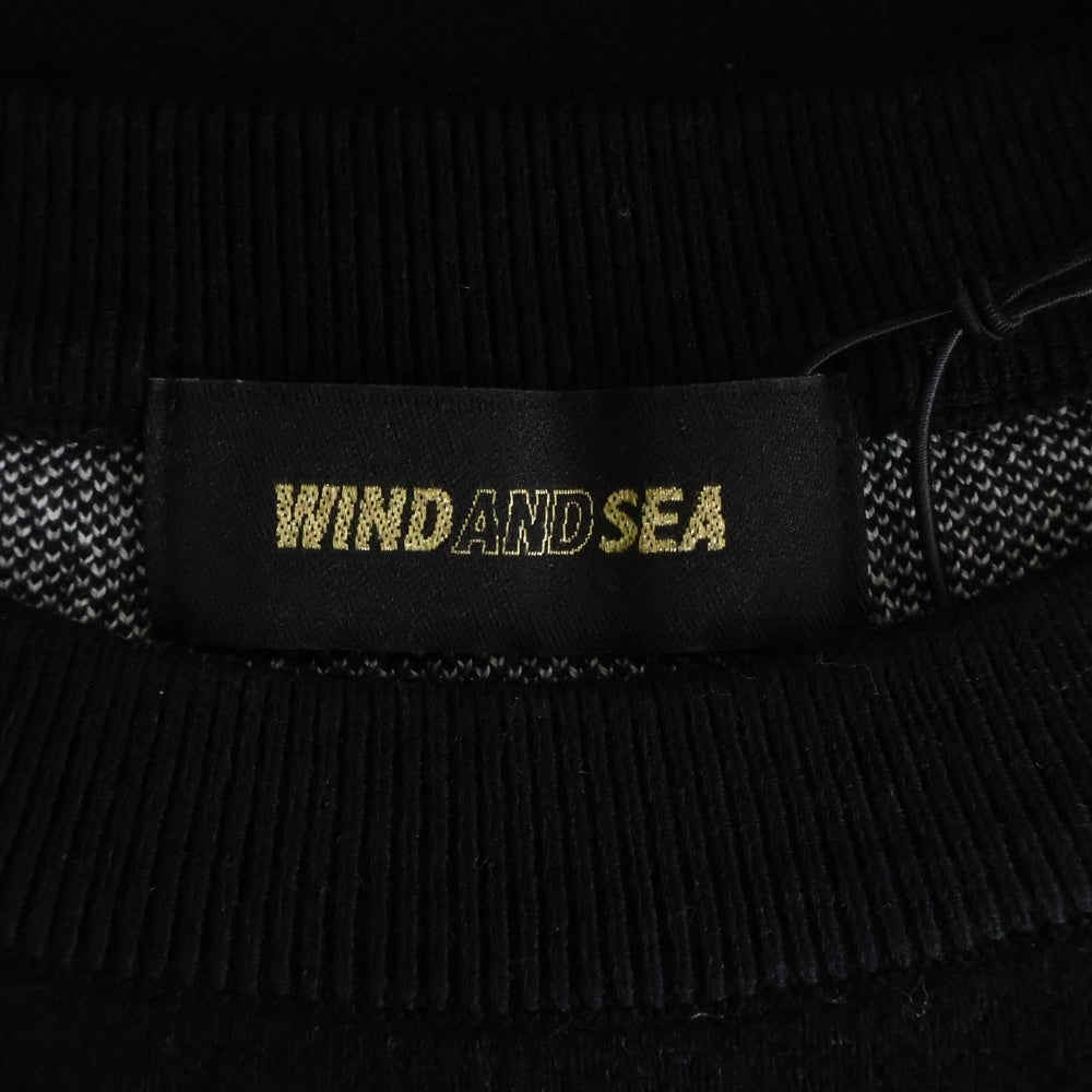 WIND AND SEA(ウィンダンシー) 23SS SILK_BLEND KNIT ロゴジャガード シルクブレンド ニット セーター ブラック WDS-O-SEA-23-Q3-KN-01