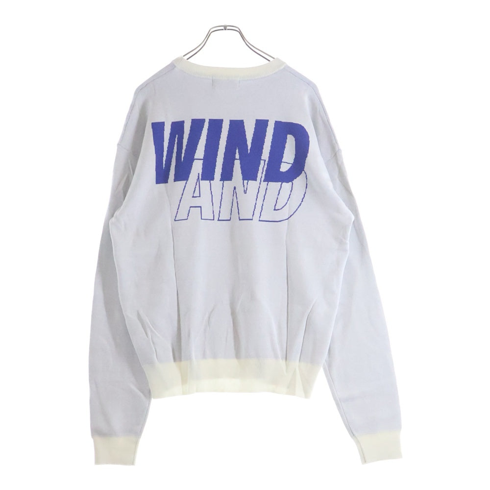 WIND AND SEA(ウィンダンシー) 23SS SILK_BLEND KNIT ロゴジャガード シルクブレンド ニット セーター ホワイト/ブルー WDS-O-SEA-23-Q3-KN-01