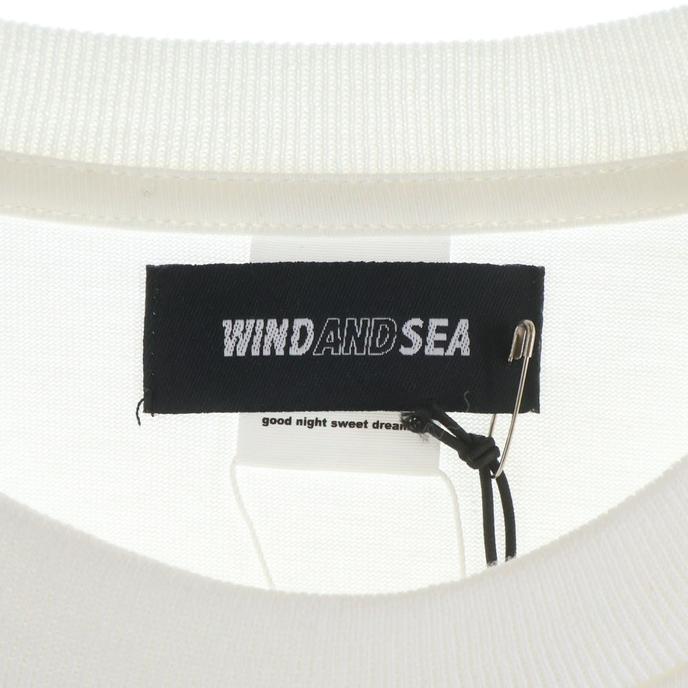WIND AND SEA(ウィンダンシー) ×GOOD NIGHT 5TORE NIGHT AND T-SHIRT グッドナイトストア ロゴプリント クルーネック 長袖Tシャツ カットソー ホワイト WDS-GN5-04