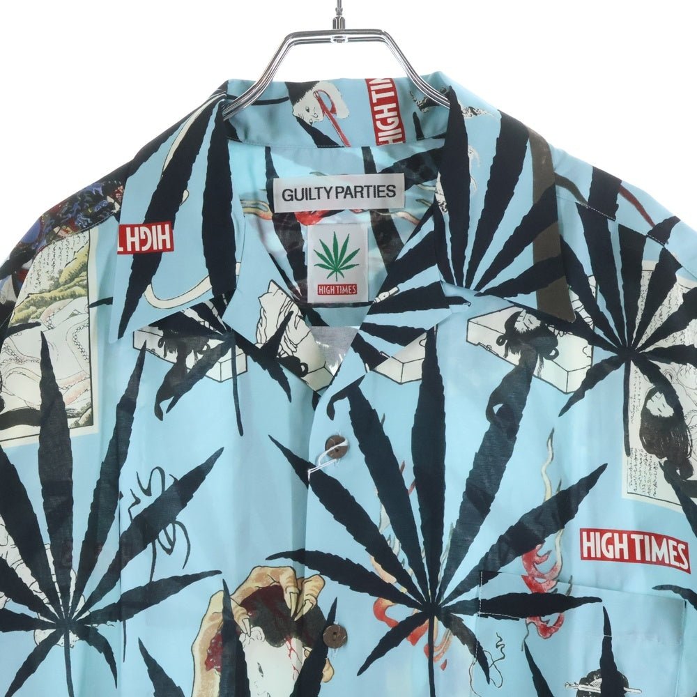 WACKO MARIA(ワコマリア) 24SS ×HIGHTIMES S/S HAWAIIAN SHIRT TYPE 2 ハイタイムズ ハワイアン 総柄 レーヨン 半袖アロハシャツ ブルー HIGHTIMESーWM-HI06