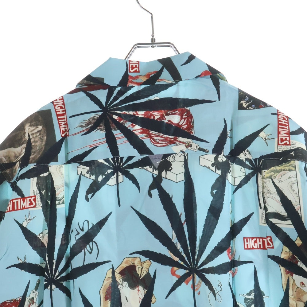 WACKO MARIA(ワコマリア) 24SS ×HIGHTIMES S/S HAWAIIAN SHIRT TYPE 2 ハイタイムズ ハワイアン 総柄 レーヨン 半袖アロハシャツ ブルー HIGHTIMESーWM-HI06