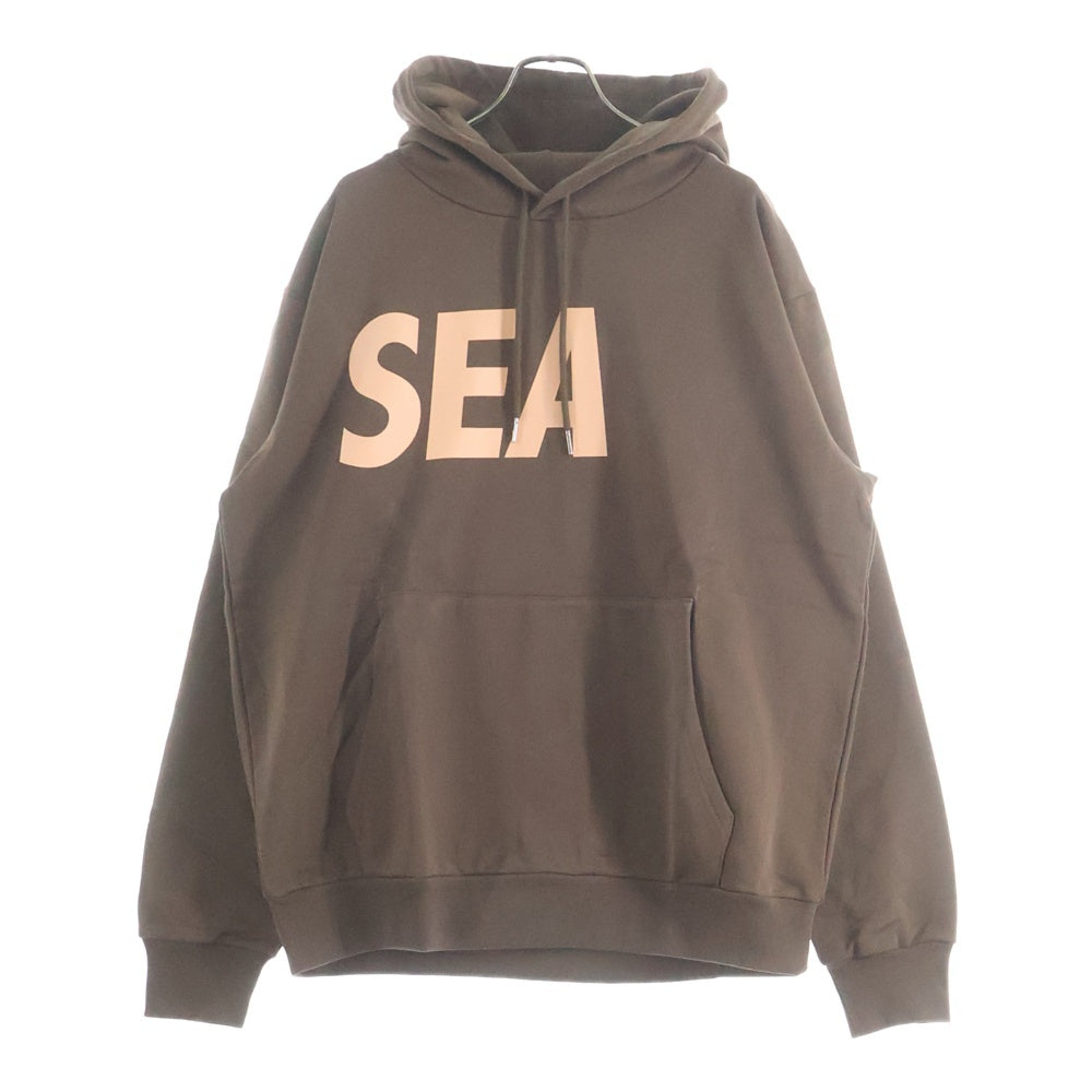 WIND AND SEA(ウィンダンシー) STRAIGHT HOODED SWEATSHIRT ロゴプリント スウェット プルオーバーパーカー ブラウン WDS-O-SIG-25-Q2-CS-01