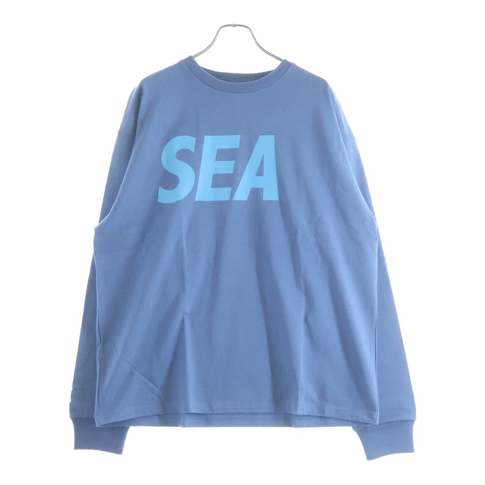 WIND AND SEA(ウィンダンシー) 25SS SEA LONG SLEEVE TEE ロゴプリント クルーネック 長袖Tシャツ カットソー ブルー WDS-O-SIG-25-Q3-CS-01