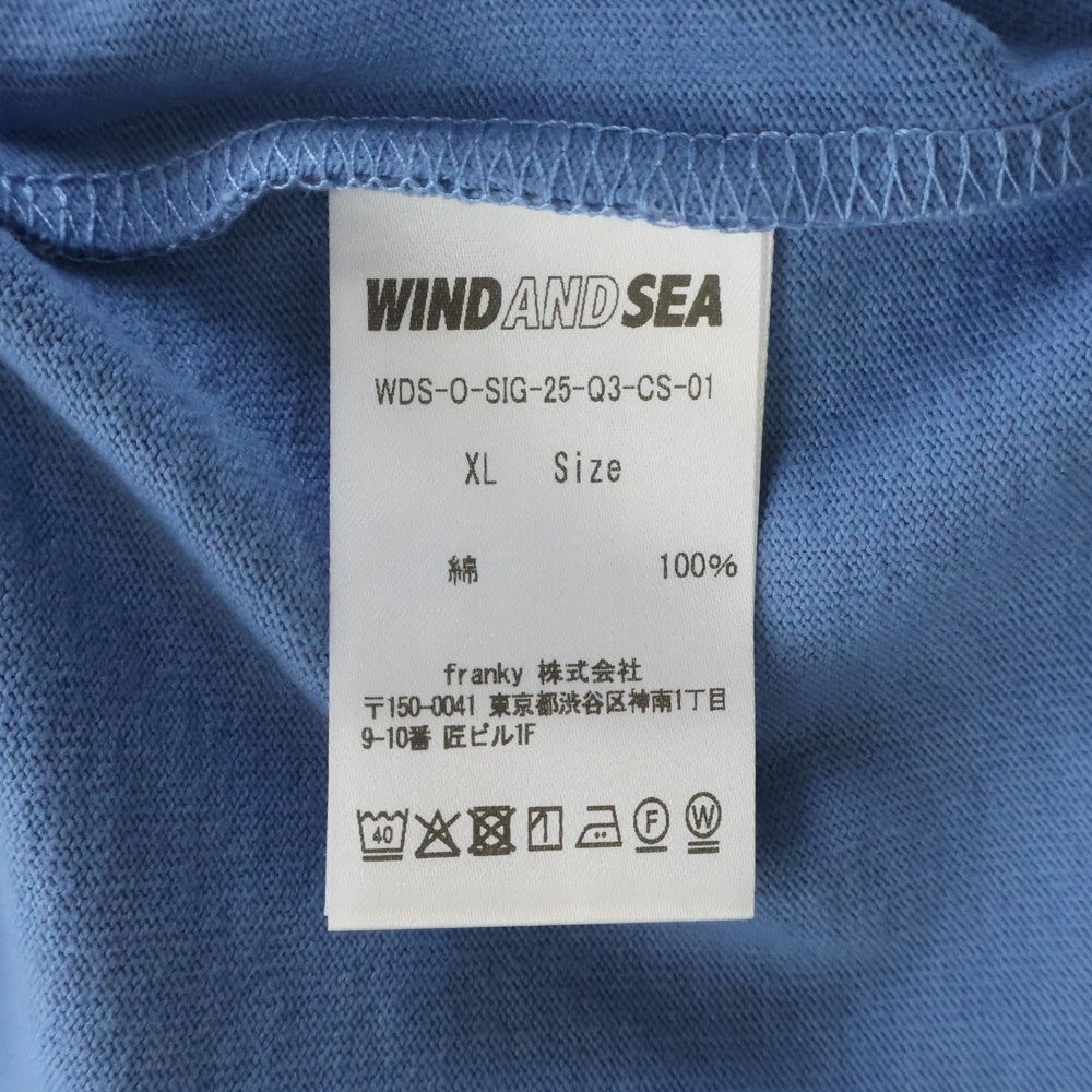 WIND AND SEA(ウィンダンシー) 25SS SEA LONG SLEEVE TEE ロゴプリント クルーネック 長袖Tシャツ カットソー ブルー WDS-O-SIG-25-Q3-CS-01