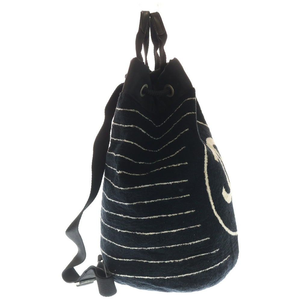 CHANEL(シャネル) スポーツライン ココマーク パイル地 ビーチバッグ 巾着 ワンショルダーバッグ ブラック レディース