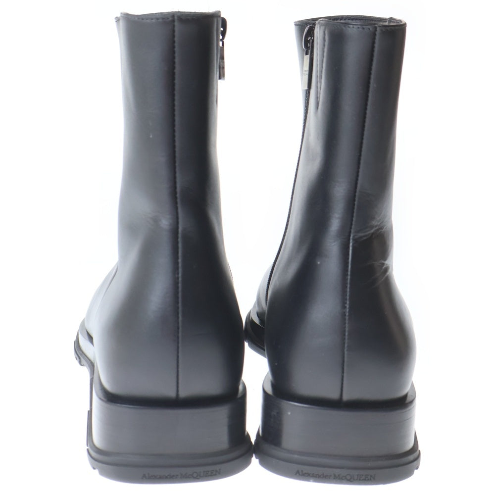 Alexander McQueen(アレキサンダーマックイーン) サイドジップ レザー アンクルブーツ ブラック 682816