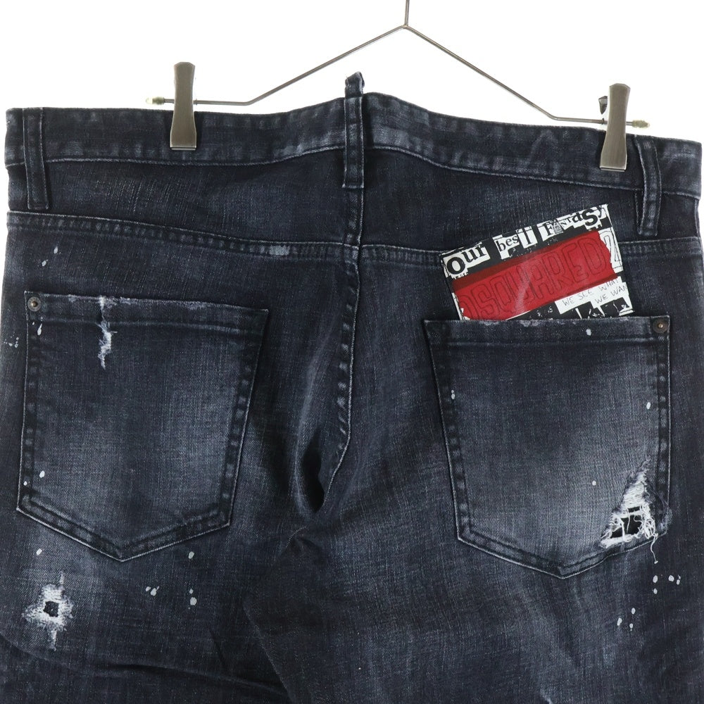 DSQUARED2(ディースクエアード) Tidy Biker タイディバイカー ダメージ デニムパンツ ブラック S74LB0489