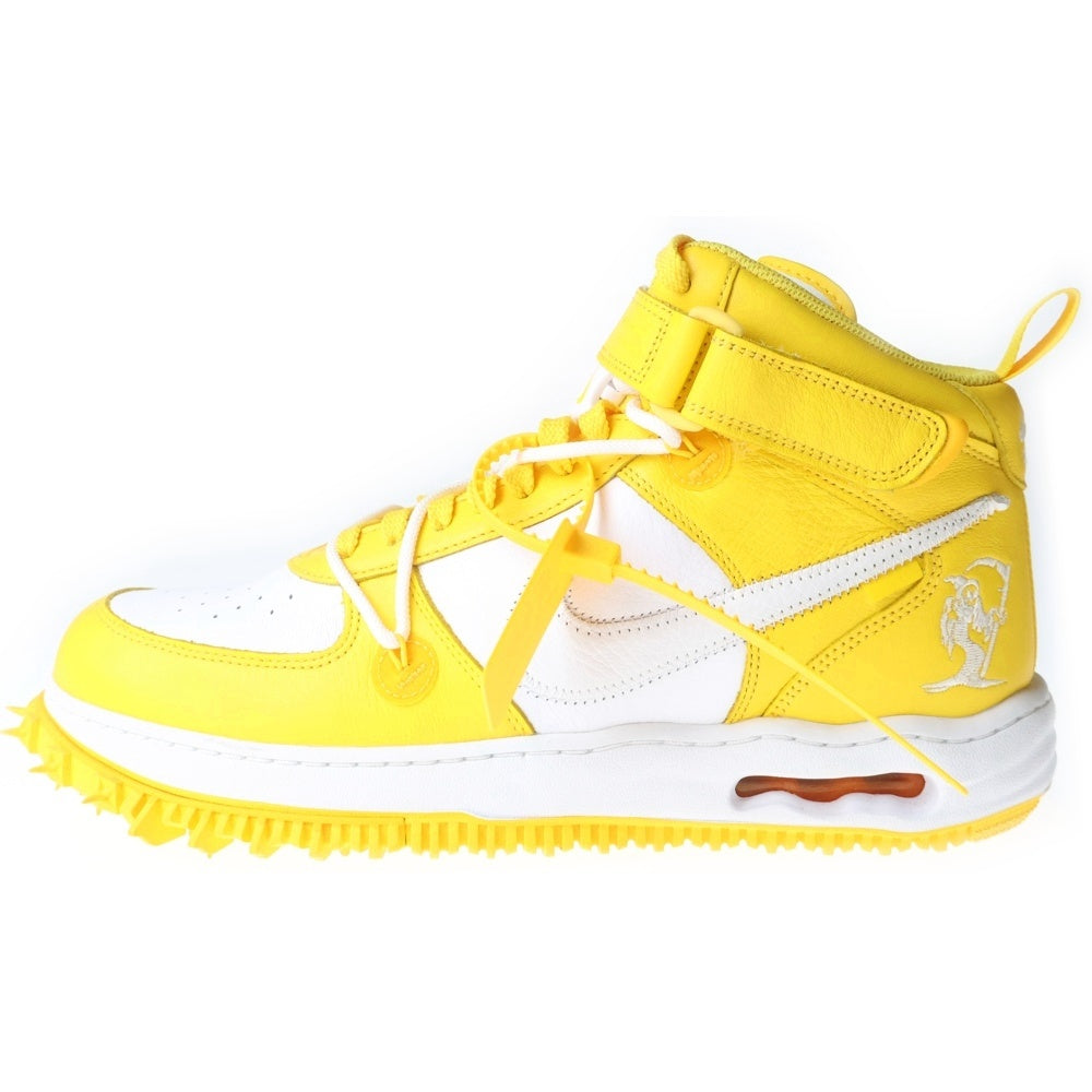 NIKE(ナイキ) ×OFF-WHITE AIR FORCE 1 MID SP LTHR オフホワイト エア フォース 1 ミッドカットスニーカー ホワイト/イエロー US13/31cm DR0500-101