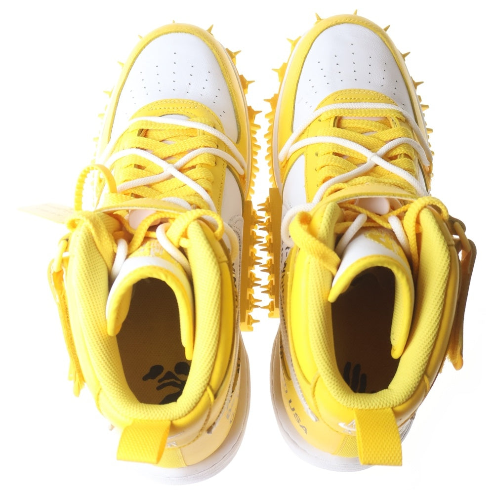 NIKE(ナイキ) ×OFF-WHITE AIR FORCE 1 MID SP LTHR オフホワイト エア フォース 1 ミッドカットスニーカー ホワイト/イエロー US13/31cm DR0500-101