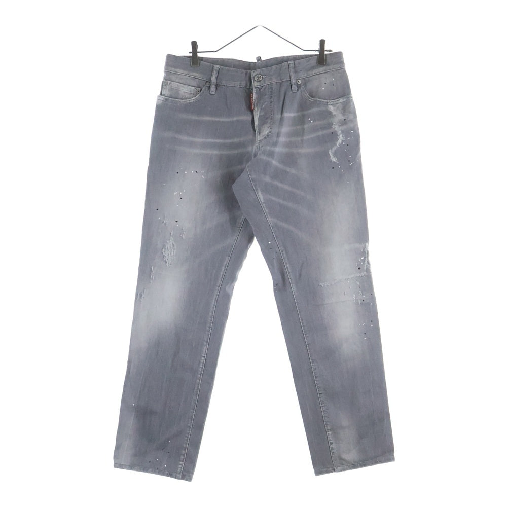 DSQUARED2(ディースクエアード) SLIM JEAN ペイント加工 ボタンフライ スリム デニムパンツ ジーンズ グレー S71LB0586 S30260