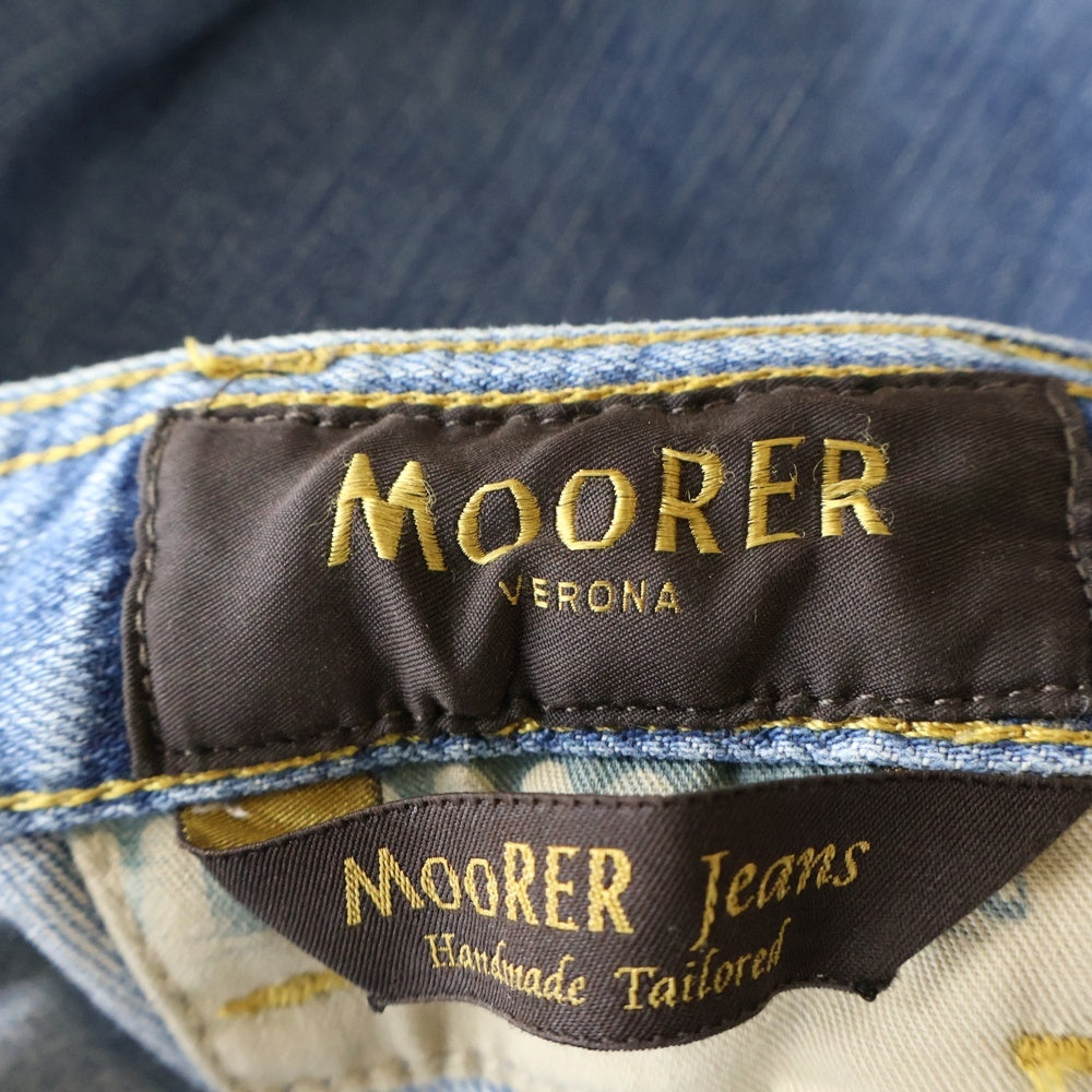 MOORER(ムーレー) ボタンフライ ウォッシュド スリムテーパード セルビッチ デニムパンツ インディゴ 974-DC105