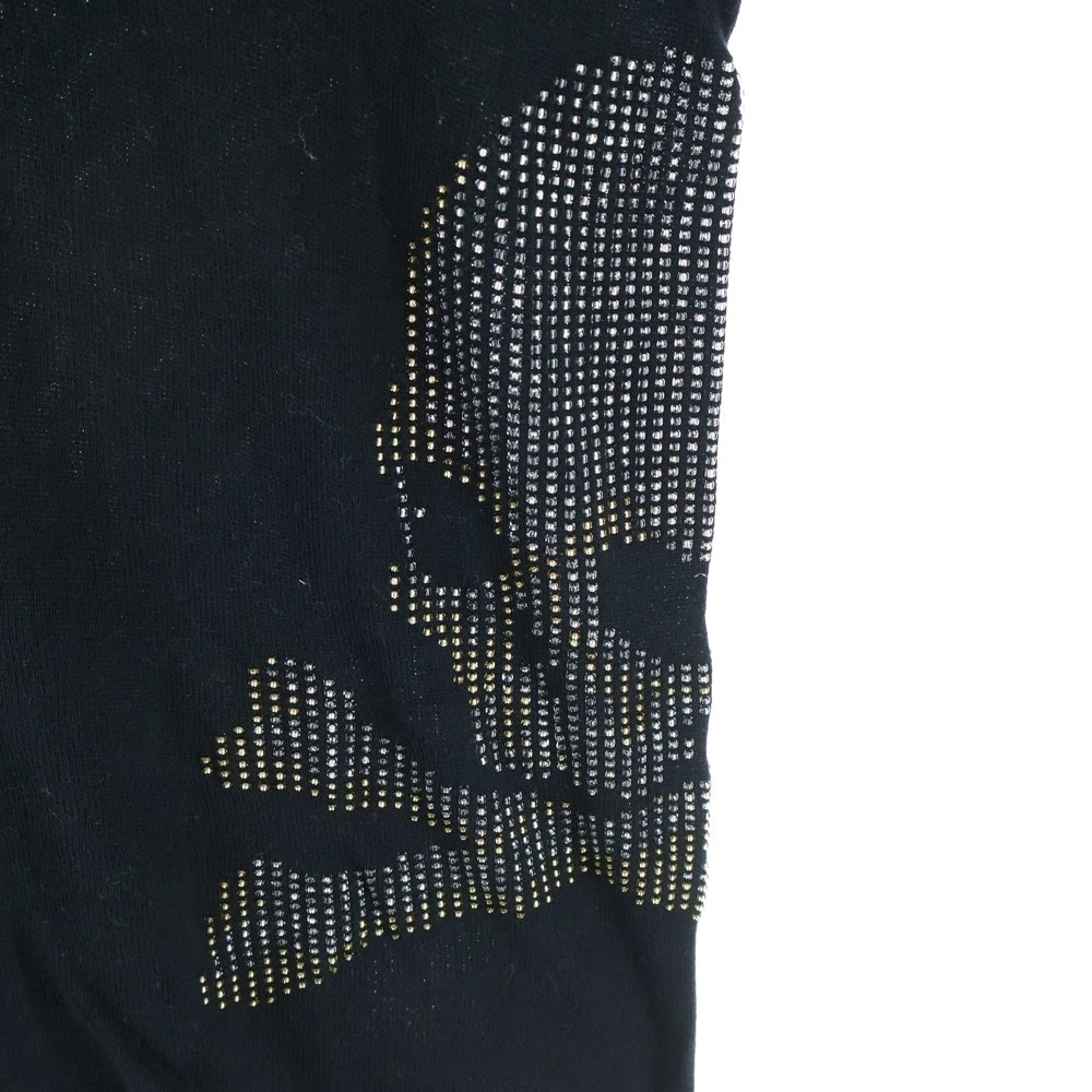 mastermind JAPAN(マスターマインドジャパン) スカル ラインストーン クルーネック半袖ニットTシャツ カットソー ブラック MQ-KN2-012